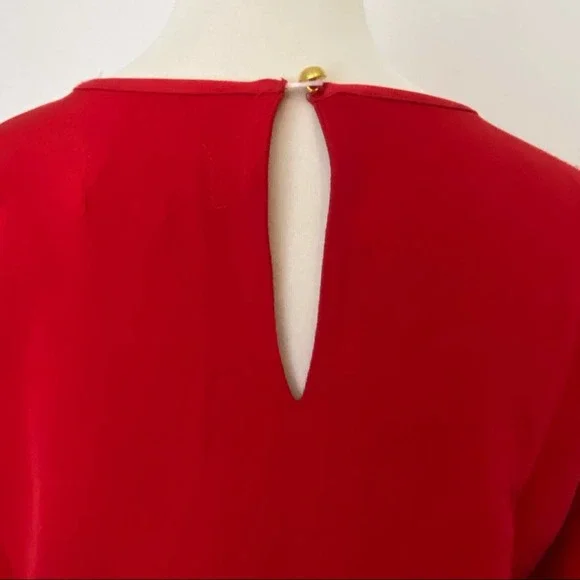 MUD PIE Red Poinsettia Brooks Bell Sleeve Dress Size Small - Picture 9 of 12